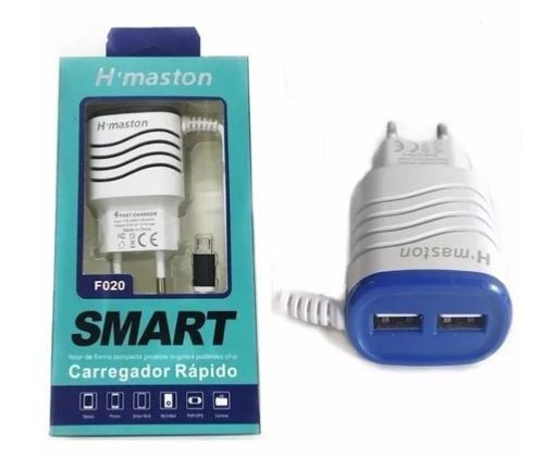 Carregador H'maston F020 Usb De Parede Azul