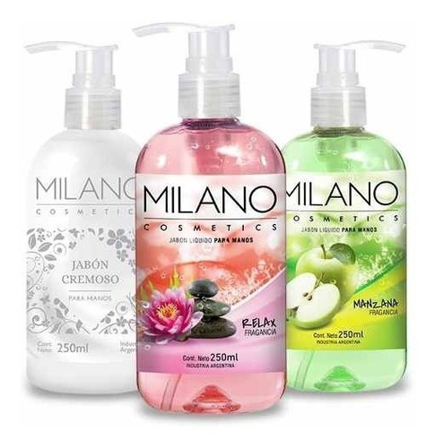Jabón Líquido Para Manos Milano Cosmetics X 12 Unidades
