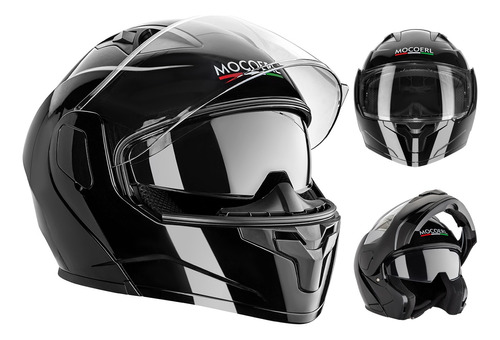 Cascos Motociclista Abatible Certificado Dot Negro Mocoerl