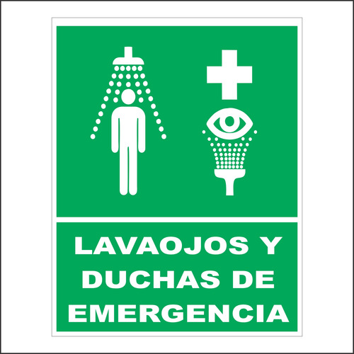 Cartel Chapa Lavaojos Y Ducha 28x22cm Señaletica C-02-064