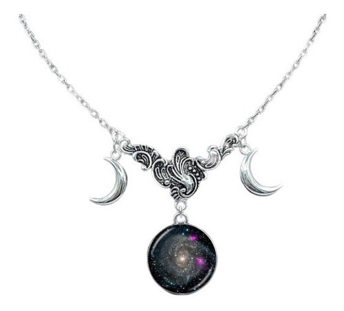 Collar Cristal Universo Espacio Lunas Galaxia Hombre Mujer