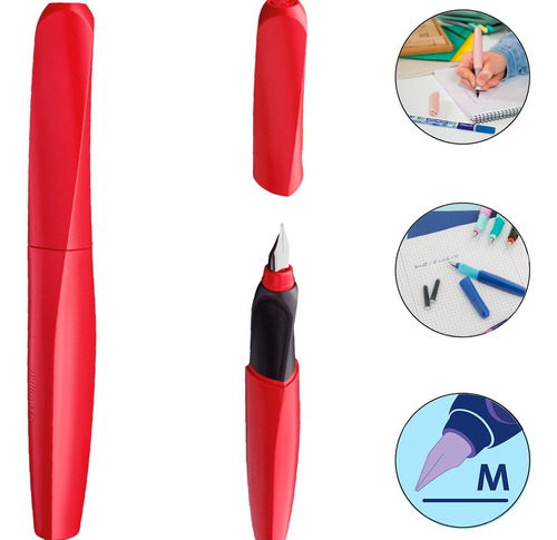 Pluma Estilográfica Pelikan Twist Fiery Red, Color De Tinta: Opcional, Color Exterior: Rojo