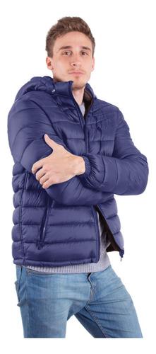 Campera Hombre Nylon Abrigada Impermeable Inflable Capucha