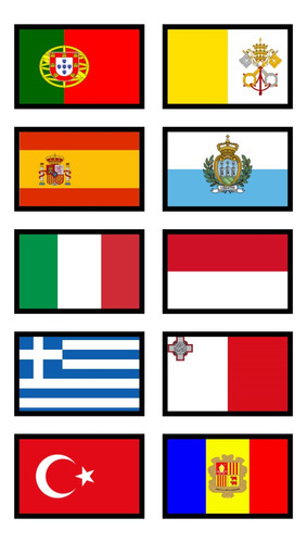 Kit Países Europa Meridional Mini Bandeira Bordada