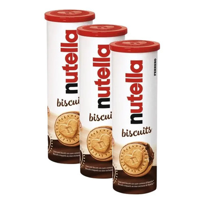 3 Nutella Biscuit Biscoito Wafer Creme De Avelã Ferrero 166g | Frete grátis