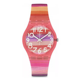 Reloj Mujer Swatch Gp140 Multicolor /relojería Violeta Color Del Bisel Blanco