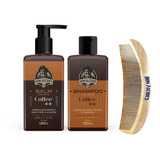 Kit Balm, Shampoo E Pente Para Barba Coffe Don Alcides