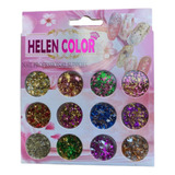 12 Potinhos De Glitter P/ Unhas Gel Decoração Helen Color