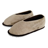 Pantufla Babucha Termica Tipo Zapato Dama Beige