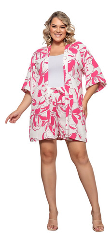 Conjunto Feminino Duna Kimono+short Plus Size Verão