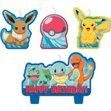 Velas De Cumpleaños Pokemon | Varios Tamaños | 4 Piezas