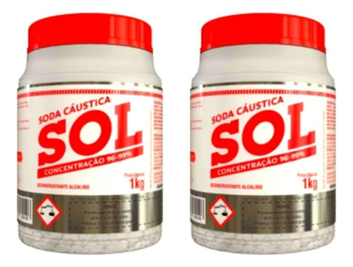 Kit 2 Soda Sol 1kg - Concentração 96% A 99%
