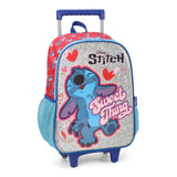 Mochila De Rodinhas Escolar Infantil Stitch Vermelho Disney