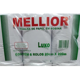 Papel Toalha Em Bobina Luxo Mellior 6 Rolos 20cm X 200m