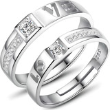 2 Anillos Plata 925 Ajustable Compromiso Para Parejas Regalo