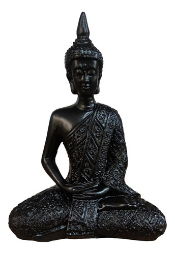 Buda Hindu Medio Decoração Hindu Estatua Chakras Resina Cor Preto