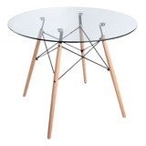 Mesa De Comedor Eames 80cm Redonda Vidrio