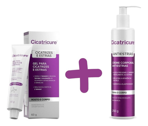 Kit Cicatricure Gel Creme Para Cicatrizes Estrias 2uni