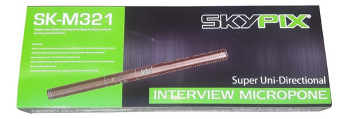 Microfone Direcional Shotgun Skypix 321a Condensador Coral Cor Preto
