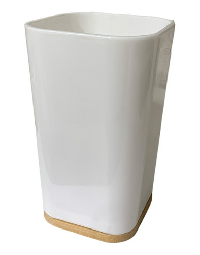 Vaso De Baño Con Base De Bambú Blanco Reforzado