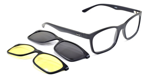 Armação Oculos Clipon Solar Lente Amarela P/ Noite Smart 950