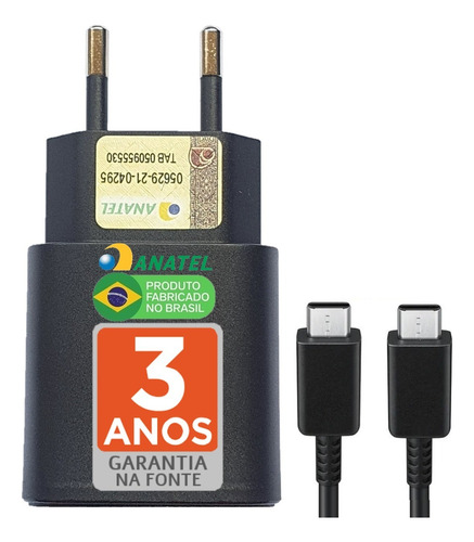 Carregador Para Samsung 25w Turbo S22 S21 S20 Plus Ultra