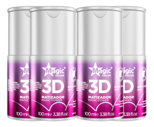 Kit Com 4 Matizador Magic Power Efeito Perola 3d - 100ml