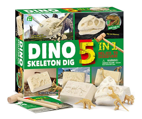 Kit Excavación 5 En 1 Dinosaurios Fósiles Arqueología