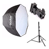 Godox Octabox 80cm Guarda Chuva + Suporte Flash + Tripé 2m