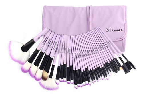 Set De 32 Brochas De Maquillaje Vander Makeup Brush Violeta