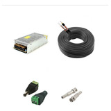 Kit Instalação 4 Câmeras- Fonte 10a- Cabo 100m Pt- Conector