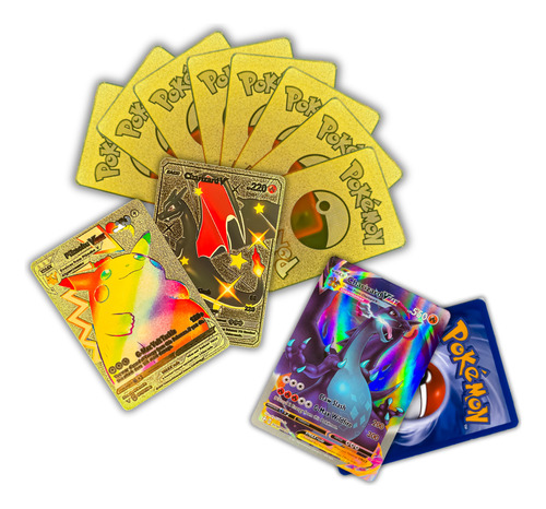 Kit 20 Cartas Pokémon Metalizadas + Charizard Vmax 550 Hp