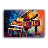 80x60cm Cuadros Piano Colorido Bastidor Madera Flores