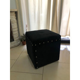 Puff Cubo Cuadrado Chenille Reforzado Patas De Goma 40x40