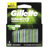 Carga De Aparelho Barbear Gillette Mach3 Sensitive - 4 Un