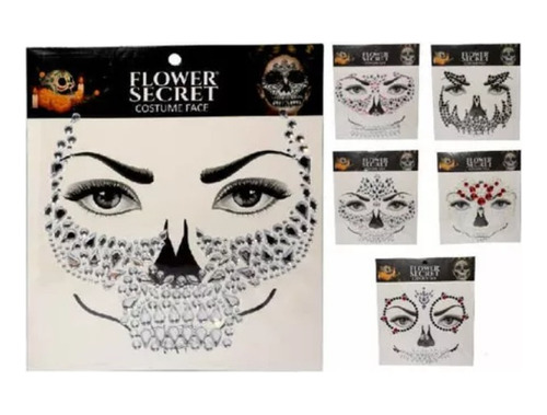 Face Sticker Para Halloween Maquillaje Catrina Brillo Gemas