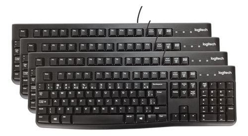 Kit 4 Teclado Cor Preto Usb Básico Brasil Ç Abnt2 Teclas +nf