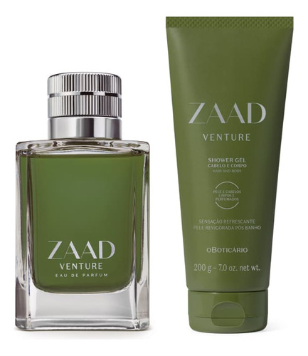 Combo Zaad Venture: Eau De Parfum 95ml + Shower Gel Cabelo E Corpo 200g