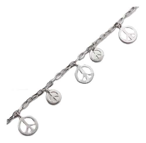 Pulsera Acero Blanco Símbolo Paz Blanco Cardinal Para Regalo