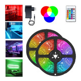 Fita Led Colorida Rgb 10 Metros Controle Fonte P/ Decoração