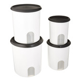 Tupperware One Touch Recordatorio 4-pc. Canister Set/blac