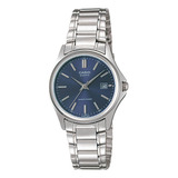 Reloj Casio Dama Ltp-1183a-2a Color De La Malla Plateado Color Del Bisel Plateado Color Del Fondo Azul