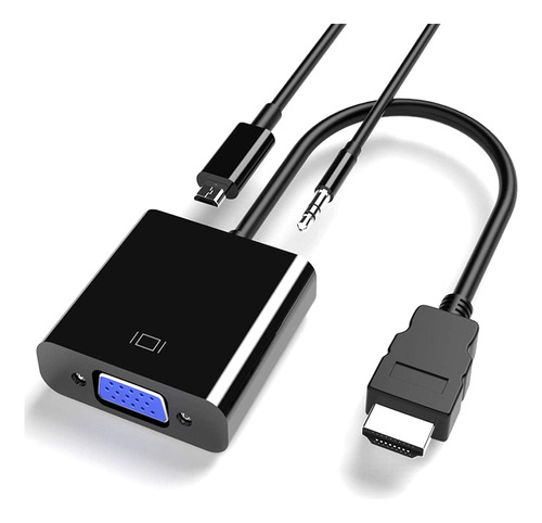 Adaptador Hdmi A Vga 1080p Con Conector De Audio De 3,5 Mm