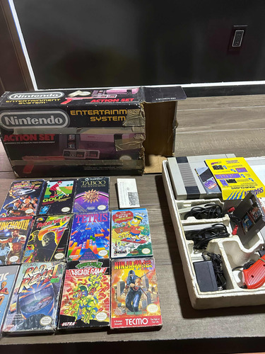 Lote Nes Original Consola En Caja Ninja Bart Mario Juegos