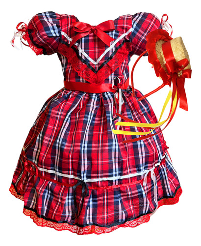 Vestido Festa Junina Caipira São João Infantil Luxo Dança 