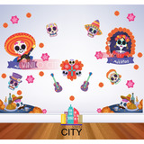 Vinil Decorativo Dia De Muertos 3x2 Mts P/ventanas O Puertas