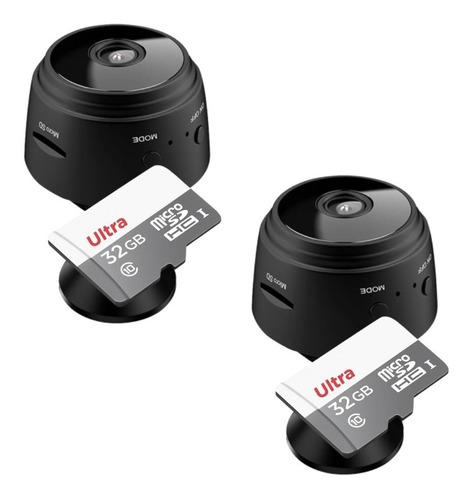 2 Mini Câmeras 1080p Hd Espiã Com 2 Cartões Micro Sd 32