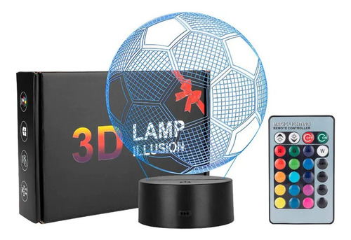 Lampara Ilusión 3d Balón De Fútbol Luz De Noche