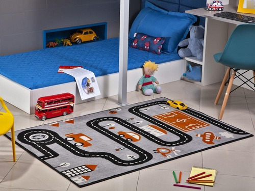 Tapete Infantil Menino Pista De Carrinho Antialérgico 