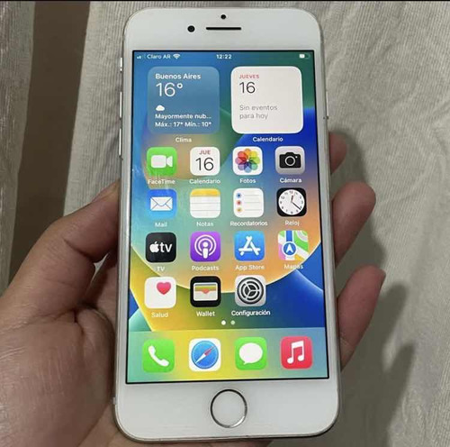iPhone 8 Blanco Con Funda Transparente Y Vidrio Templado 